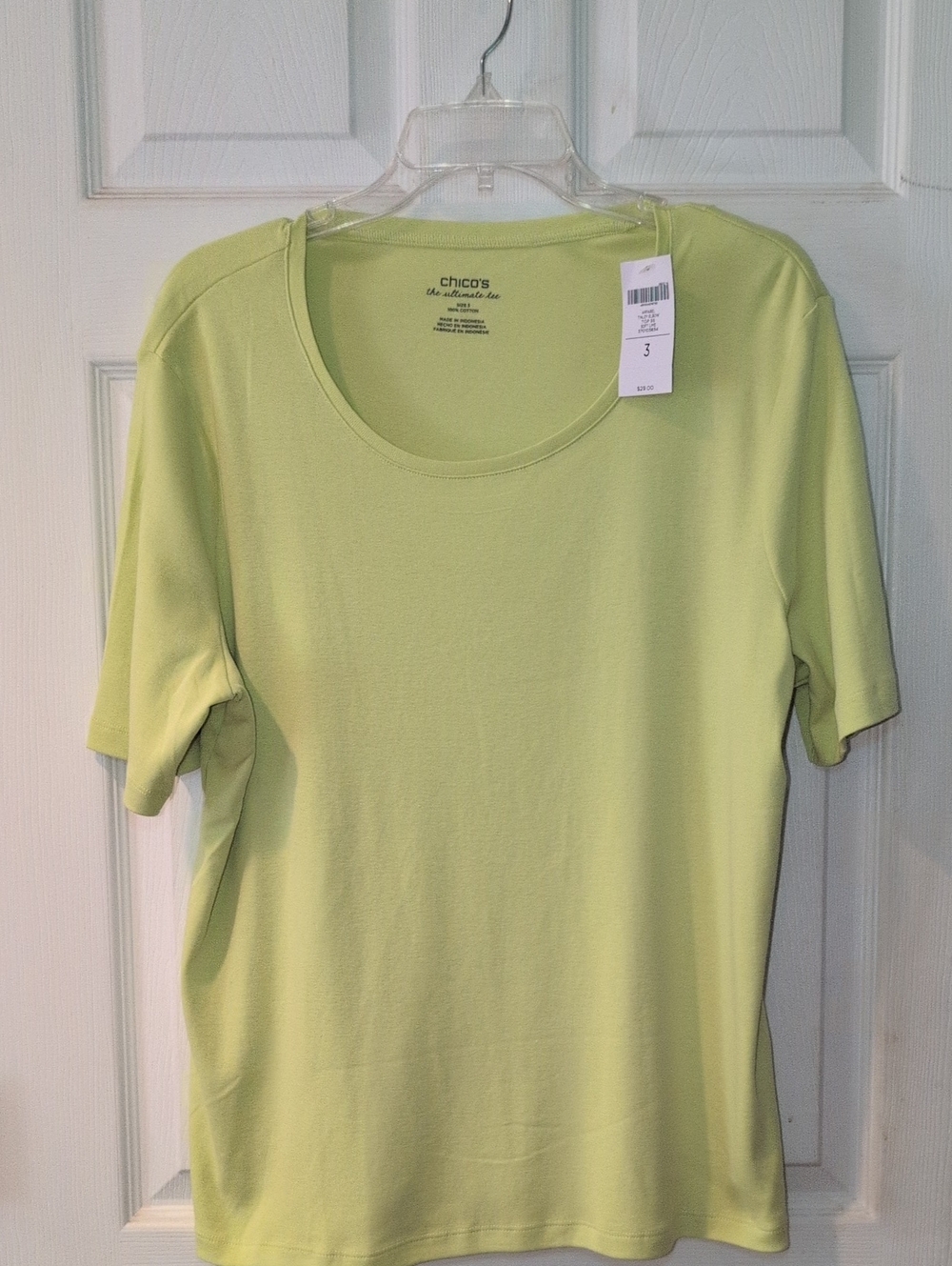 Chico's Women's Light Lime Scoop Neck Short Sleeve Tee